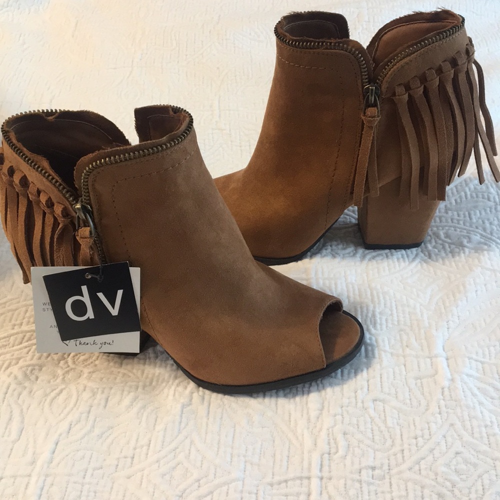 Fringe suede booties